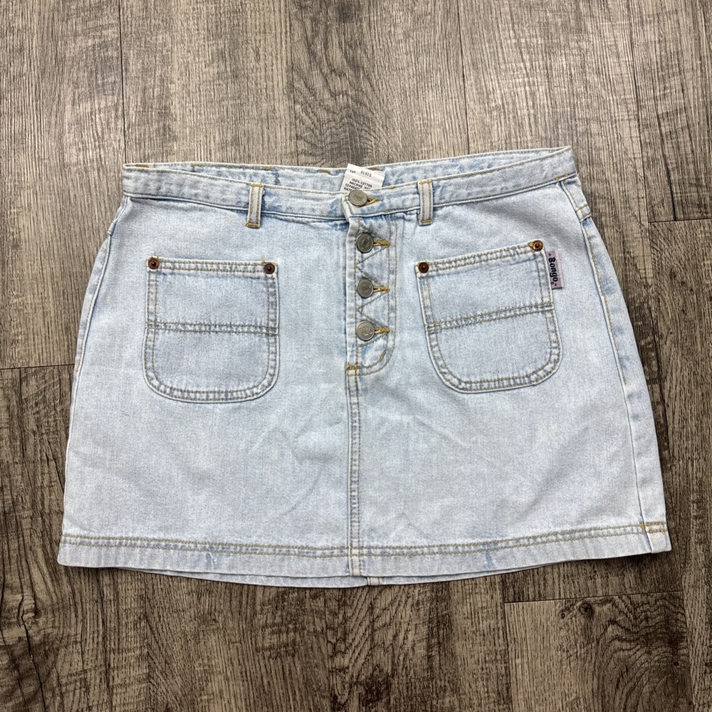 Vintage Y2K Bongo Denim Mini Skirt Boho Made in USA